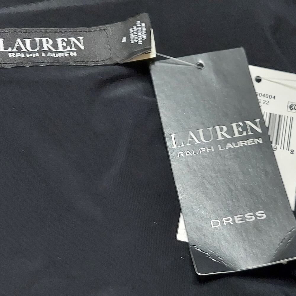 LAUREN Ralph Lauren Women's Black Belted V-Neck Fit & Flare Dress - Picture 9 of 11